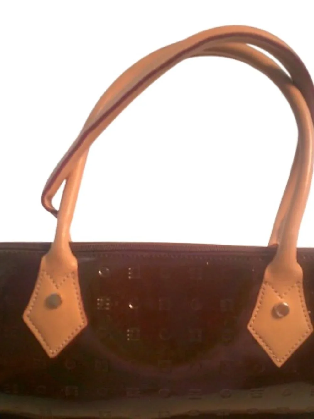 ARCADIA Italian Designer Burgundy Luxury Patent Leather Top Handle Purse